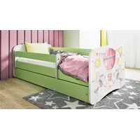 raumhirsch furniture Kinderbett mit Motiv Ballon 80 x 180 cm Holzwerkstoff grün