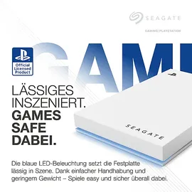 Seagate GameDrive for PlayStation Konsolen, 2 TB, Gaming Festplatte HDD, Weiß