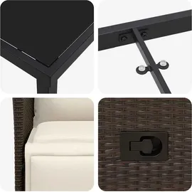 vidaXL Garten Essgruppe mit Kissen Braun Poly Rattan - Braun