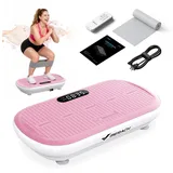 MERACH Vibrationsplatte Vibrationsplatte Trainingsgerät, Vibrationsplattform mit Bluetooth, 200 W, 10 Intensitätsstufen, für Ganzkörpertraining, Fettverbrennung, Muskelaufbau, bis 200 kg rosa