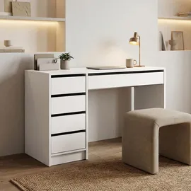 beautysofa SCHREIBTISCH Malta mit 5 Schubladen, grifflos, Weiß