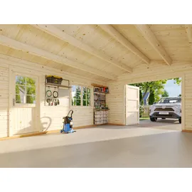 Palmako »Roger«, mit Holztor", weiß, weiß, H:287cm, Massivholz, Garagen, BxTxH: 514x598x287 cm