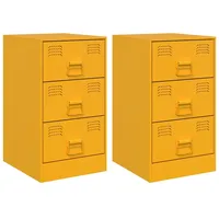 VidaXL Nachttische 2 Stk. Senfgelb 34,5x39x62 cm Stahl