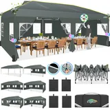 COBIZI Faltpavillon 3x6 Pavillon wasserdicht Winterfest, Pop Up Pavillon Klappbar 3x6 Zelt mit 6 Seitenwnden mit Belüftungsöffnungen, Sandsack|Gardenpavillon Partyzelt für Markt, Freien Event,Grau