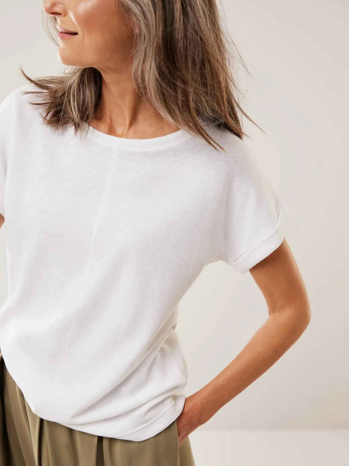 Walbusch Damen Kimonoshirt Leinenmix Weiß
