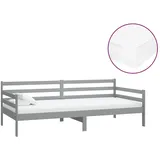 vidaXL Tagesbett mit Matratze 90x200 cm Grau Kiefer Massivholz