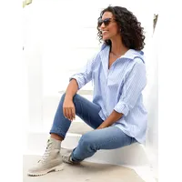 Heine Langarmbluse HEINE, Damen, Gr. 44, blau (himmelblau, ecru,