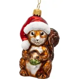 SIKORA Eichhörnchen mit Weihnachtsmütze besondere Weihnachtskugel Glas Christbaumschmuck Deko Figur Weihnachten Anhänger Ornament - Meisterstücke - BS727