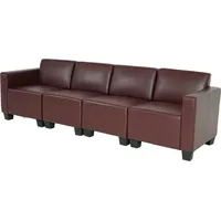 MCW Modular 4-Sitzer Sofa Couch Moncalieri, Kunstleder ~ rot-braun