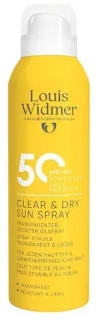 Louis Widmer Sun Clear And Dry Sun SPF50 Alle Hauttypen Parfümfrei Spray 200ml