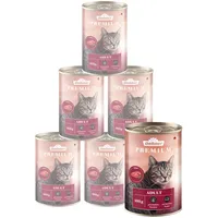 Dehner Premium Katzenfutter, Nassfutter getreidefrei, für ausgewachsene Katzen, Rind, 6 x 400 g Dose (2.4 kg)