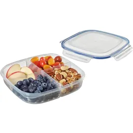 Lock & Lock LocknLock TO GO Snackbox mit Fächern 1,35L, Snackteller mit 4 Fächern für Obst und Gemüse, Auslaufsichere Lunch Box Spülmaschinen- & Mikrowellengeeignet, BPA-Freier Snackbehälter