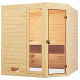 Weka Sauna Valida Eck 1.8 mit Glastür/Fenster- Massivholzsauna 38 mm 5,4 kW Kompaktofen mit integr. Steuerung