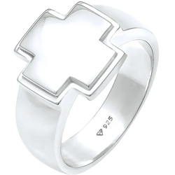 KUZZOI Herren Siegelring Bandring Kreuz 925 Silber 66 