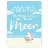 speecheese Möwe Metallschild XL in 21x28 cm mit Spruch Fahr ans Meer Strandliebe Nordlicht - Dein Urlaub im Norden beginnt mit Meer-Feeling Zuhause