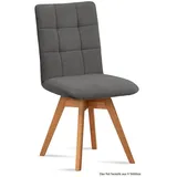 58 aufm Kessel Esszimmerstuhl Küchenstuhl drehbar (2er-Set) Doria 47x91x60 Eiche geölt/Rosewood (Lieferung bis Verwendungsstelle, 6 St), Stabiles Gestell aus Massivholz pflegeleichter Bezug aus Microfaser grau