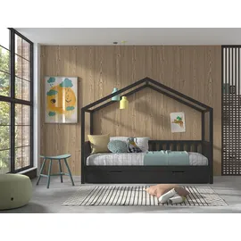 Vipack Hausbett Dallas 90 x 200 cm Kiefer massiv grau