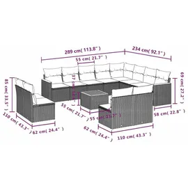 vidaXL Gartensofa-Set 13-tlg. Loungeset schwarz