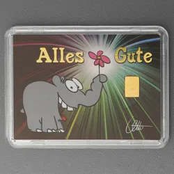 Goldbarren 1g Ottifant - Alles Gute (Motivbox)