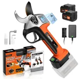 Kebtek Professionelle Elektrische Gartenschere, 35MM Elektrische Astschere 21V 2 Stück 2Ah Lithium-Akku