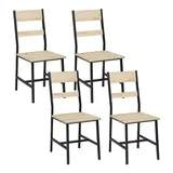 Klihome Esszimmerstühle 4er Set, Küchenstühle, Wohnzimmerstühle, mit Metallrahmen, ergonomischer Stuhl,für Küche Wohnzimmer Balkon, Industriestil, Helle Eiche, K0030EZS-4