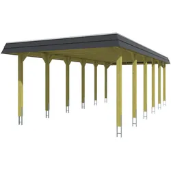 Skan Holz Walmdach Carport-396x893-schwarze Blende-nussbaum Holzcarport