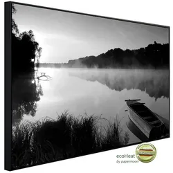 papermoon Infrarotheizung »EcoHeat - See mit Boot Schwarz + Weiss«, Matt-Effekt - bunt