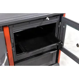hosseven Kaminofen mit Backfach und Herdplatte 4013 Rot Holzofen 8 kW Holz Ofen Mehrfachbelegung Kamin Heizofen Küchenherd