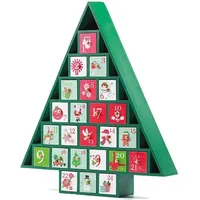 Weihnachts-Adventskalender aus Holz mit Schubladen, 24-Tage-Countdown, süße Feiertagsdekoration, Süßigkeitenbox für Kinder, Weihnachtsgeschenke (grün)