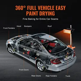 Vevor Infrarot-Härtungslampe, 1500 W, 1–60 Min. Zeiteinstellung, Auto-Härtungslampe mit automatischer Heizung und Halterung, 31,8 m2 große Backfläche, Sprüh-Backkabinenheizungen, Lacktrockner