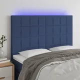 vidaXL LED Kopfteil Blau 144x5x118/128 cm Stoff