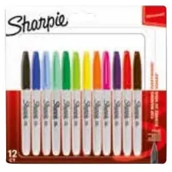 Dymo Sharpie - Marker - permanent - verschiedene Farben - fein (Packung mit 12)