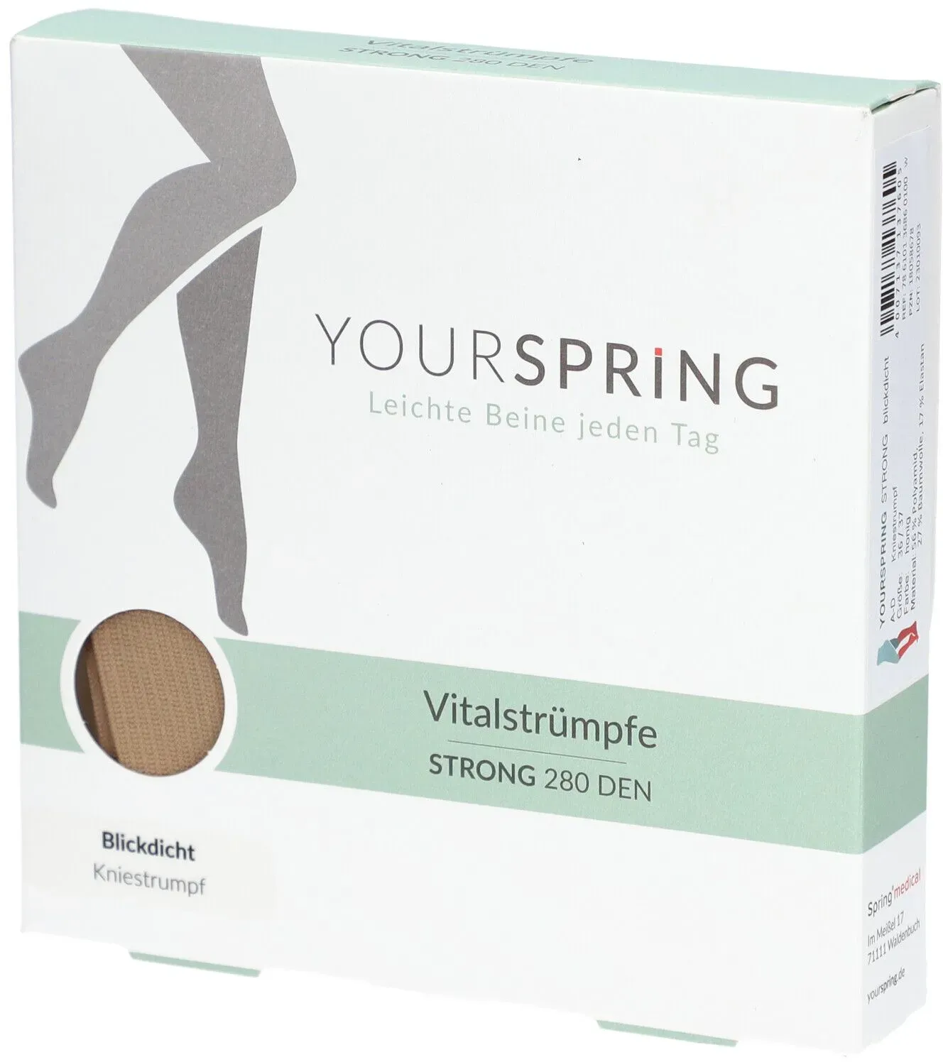 Spring® Yourspring Strong Kniestrumpf blickdicht Gr. 36/37 Honig