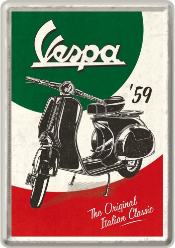 Nostalgic Art Vespa - The Italian Classic, carte postale métalli - 14 cm x 10 cm