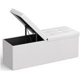 Songmics Sitzbank, mit Metallgestell, 110x38x38cm Weiß