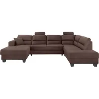 Wohnlandschaft TRENDMANUFAKTUR "Chamber, zeitlos und modern, bequem, hoher Sitzkomfort, U-Form", braun, B:310cm H:85cm T:203cm, Sofas, wahlweise mit Schlaffunktion