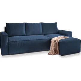 masseno Eckcouch Polyester mit Schlaffunktion 2-Sitzer Blau