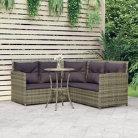 Yolola Poly Rattan Lounge Gartenmöbel Ecklounge Ecksofa Gartengarnitur Balkon Lounge Klein Sitzgruppe Gartenmöbel Outdoor Sofa Garten Balkon Terrasse Outdoor Grau