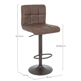 BIZZOTTO Barhocker Greyson 2er-Set aus Kunstleder, höhenverstellbar, klassisch, Braun, gepolstert