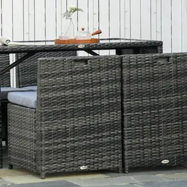 Outsunny 5tlg. Polyrattan Gartenmöbel Rattan Essgruppe Gartenset Grau