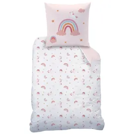 MTOnlinehandel Unicorn Regenbogen Rosa 135 x 200 cm + 80 x 80 cm