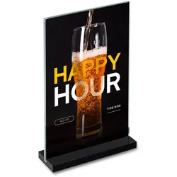 T-Ständer »Gerrydelos« A6, Acrylglas mit schwarzem Sockel