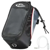 Tectake Satteltasche mit Rahmenbefestigung grau/rot/schwarz