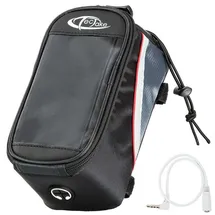 Tectake Satteltasche mit Rahmenbefestigung grau/rot/schwarz
