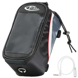 Tectake Satteltasche mit Rahmenbefestigung grau/rot/schwarz