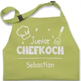 Kinderschürze Schürze Kinder Jungen Mädchen - Kochschürze - Junior Chefkoch mit Name - Wunschnamen - 7-14 Jahre - Hellgrün - schürze. junge kind geschenke für die küche küchenschürze - 7-13 Jahre