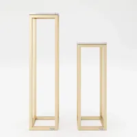 Phoenix PLAYBOY Lounge Blumenständer, 2er Set aus Metall, gold eloxiert und Marmoroptik, Blumensäule, Säulentisch, Satztische, Beistelltisch, Metall, Retro-Design, Club-Stil