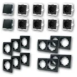 McPower Schalter und Steckdosen Set McPower Flair Standard matt schwarz, 20-teilig,