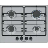 Bosch PGP6B5K60, Gaskochfeld, Steggriffe: ergonomische Steuerung, 4 Brenner, Stahl, exklusive Amazon-Version, 60 cm, Serie 4, Edelstahl