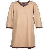 Battle-Merchant – Langarm Wikinger Tunika mit Bordüre für Herren aus Baumwolle – Mittelalter, LARP (XL, Beige) - XL